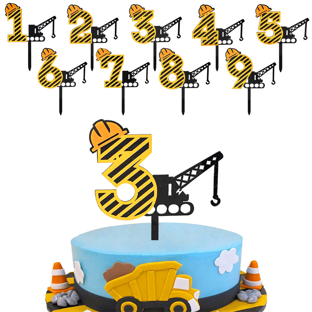 Kids Outdoor Digger - Construction Excavator Acrylic Cake Topper Boy