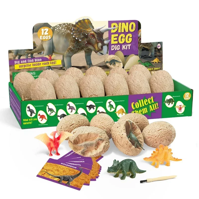 Kids Outdoor Digger - Dinosaur Egg Dig Kit,12Pcs Fossil Excavation