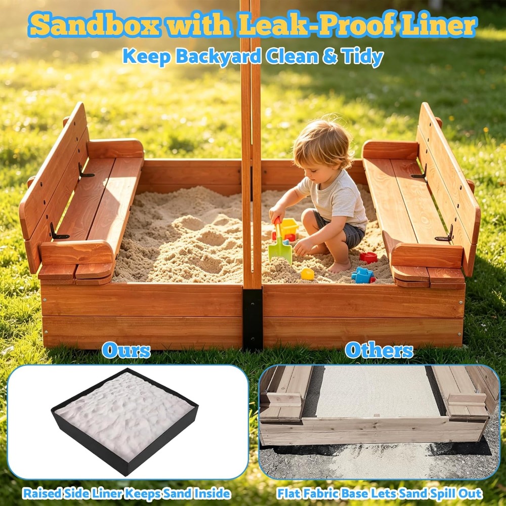 US Shipping Wooden Kids Sandbo - Kids Outdoor Sandbox ulasan dan harga