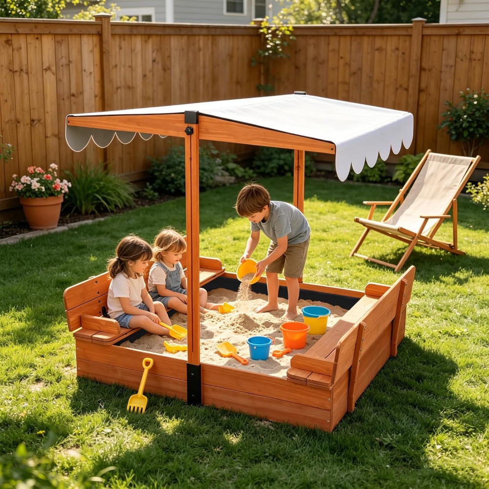 US Shipping Wooden Kids Sandbo - Kids Outdoor Sandbox ulasan dan harga