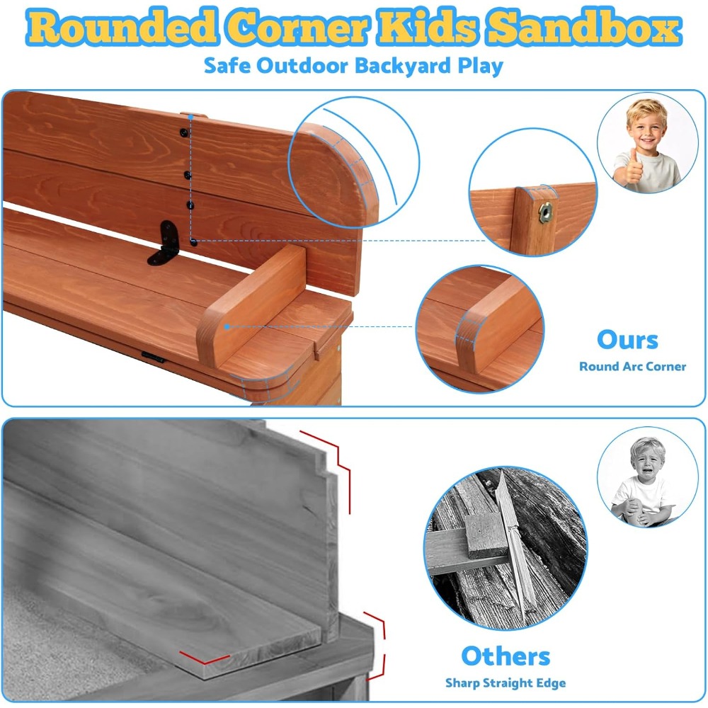 US Shipping Wooden Kids Sandbo - Kids Outdoor Sandbox ulasan dan harga