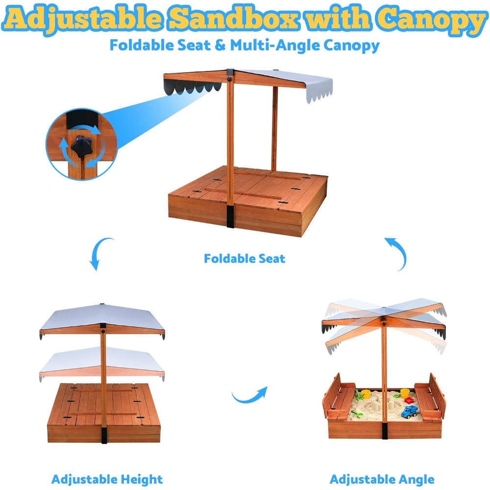 US Shipping Wooden Kids Sandbo - Kids Outdoor Sandbox ulasan dan harga