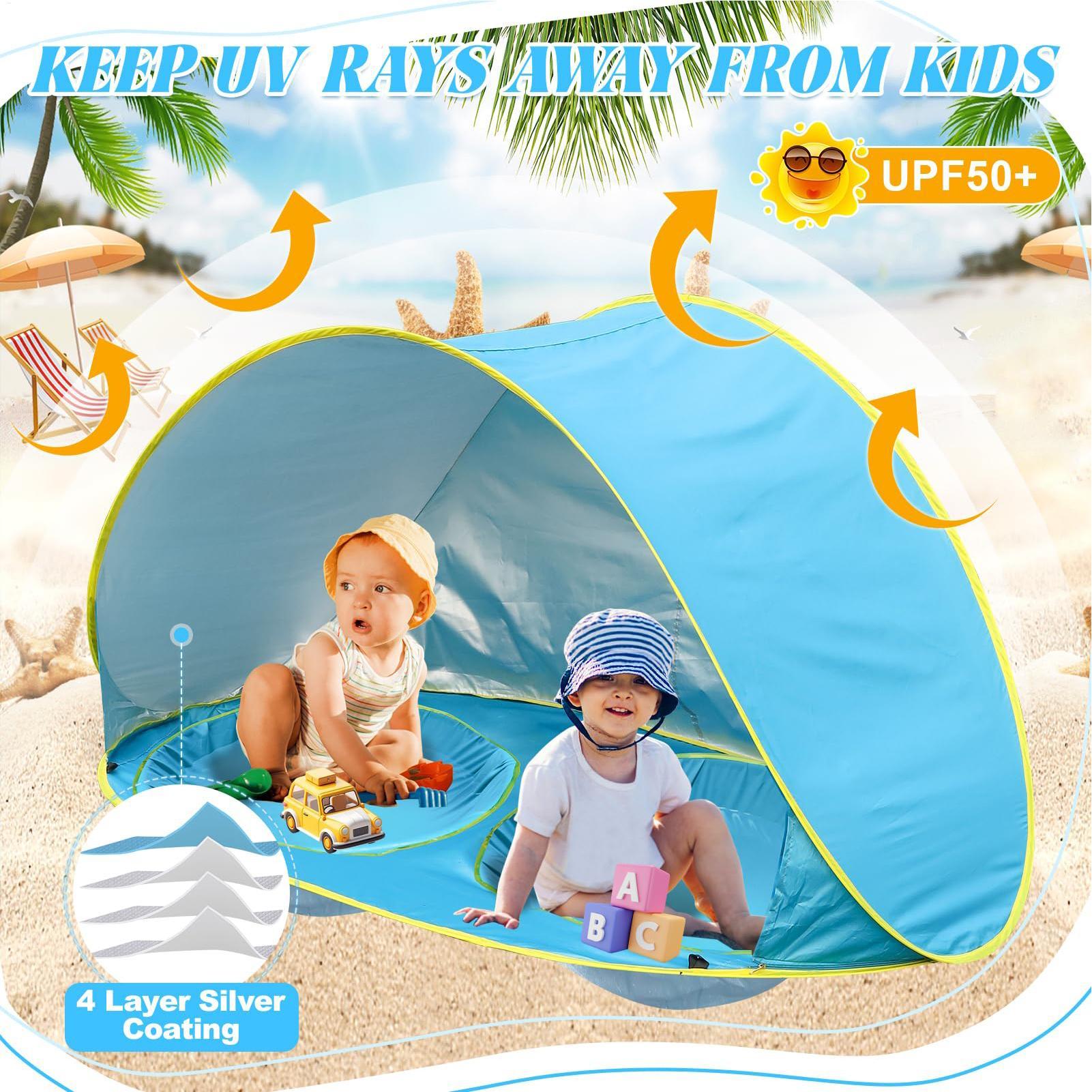 Kid Beach Tent With Pool UV Pr - Kids Outdoor Tent ulasan dan harga