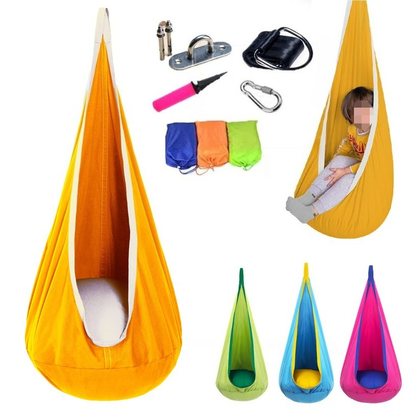 1Pc Kids Pod Swing Seat Cotton - Kids Yellow Outdoor Chair ulasan dan harga