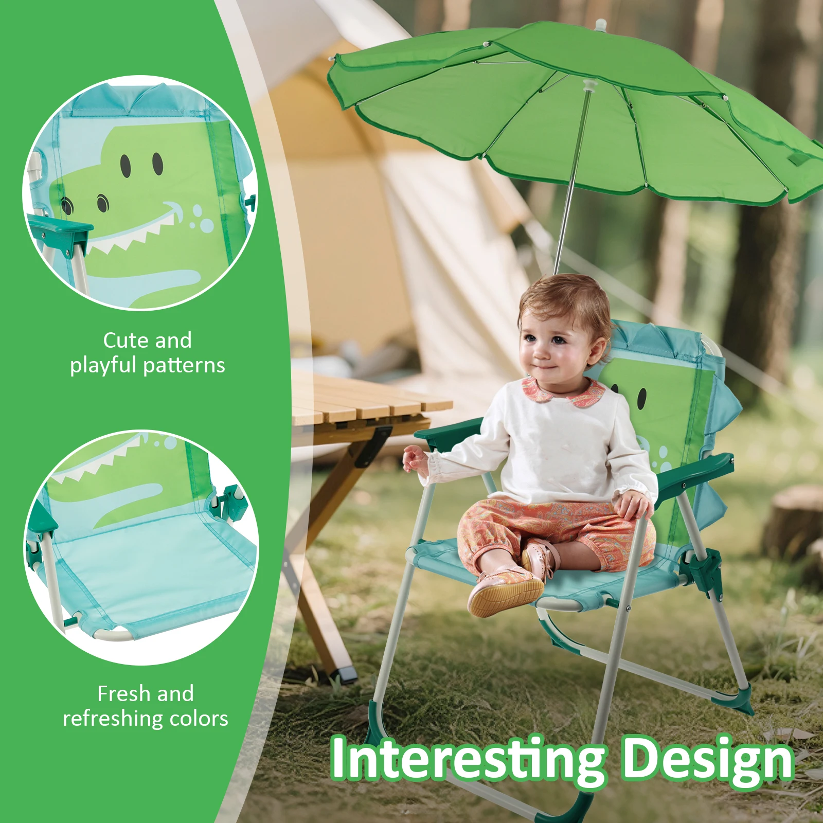 Kids Folding Beach Chair With  - Kids Outdoor Lounge Chair With Umbrella ulasan dan harga