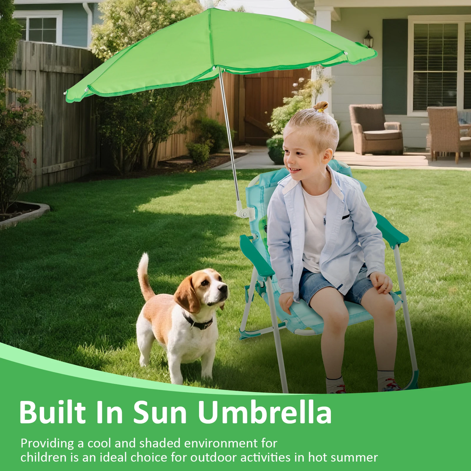 Kids Folding Beach Chair With  - Kids Outdoor Lounge Chair With Umbrella ulasan dan harga
