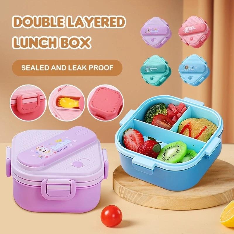 Cute Cartoon Kids 3 Compartmen - Kids.Outdoor Utensils ulasan dan harga