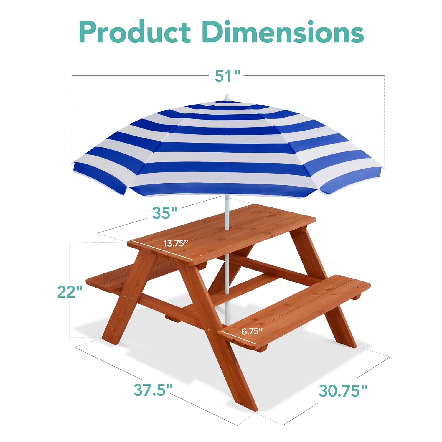 Wooden Kids Picnic Table with  - Kids Outdoor Activity Table ulasan dan harga
